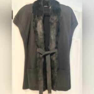 Elie Tahari black sweater with rabbit  Fur trim